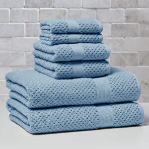 Signature Soft Cotton Popcorn Textured 6 Piece Bath Towel Set