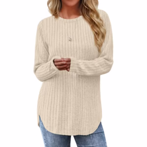 Fantaslook Long Sleeve Shirts for Women Casual Tunic Tops Dressy Crew Neck Pullover