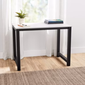 Mainstays 40" Wood & Metal Writing Desk, White Wood Grain with Black Frame