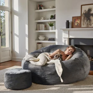 Nathasa Big Bean Bag Chairs With Ottoman Large Bean Bag Chair For Adults