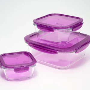 LocknLock 3-Piece Nestable Glass Square Storage Set
