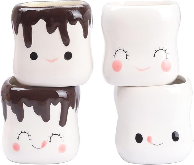 Marshmallow Mugs Set of 4 Cute Marshmallow