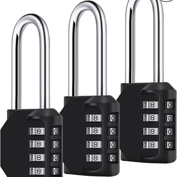 3 Pack 2.6 Inch Long Shackle Combination Lock