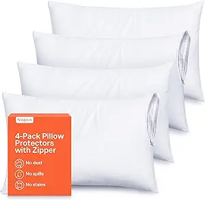 Ultra Soft Pillow Protectors with Zipper Queen Size
