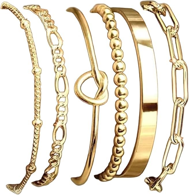 Gold Bracelets Set Trendy Waterproof