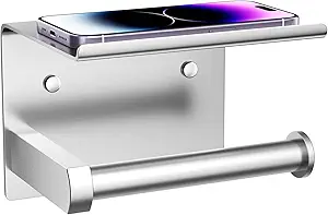 Tindbea Toilet Paper Holder with Phone Shelf