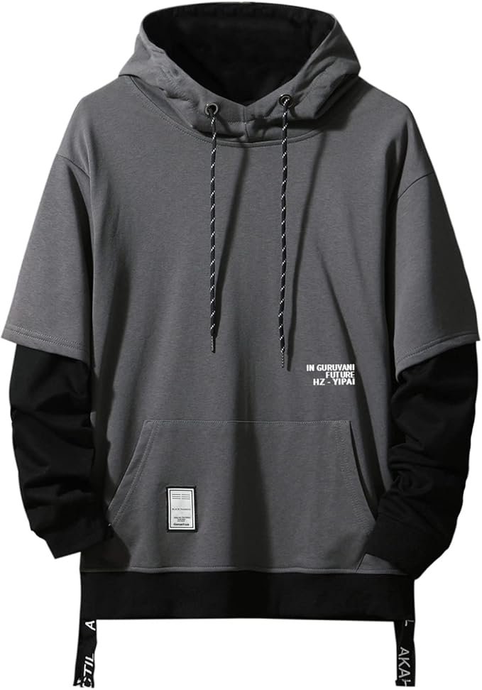 GURUNVANI Contrast Color Pullover Hoodie