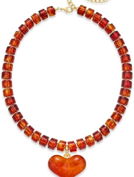 YUJIE Chunky Heart Penadnt Necklace for Women