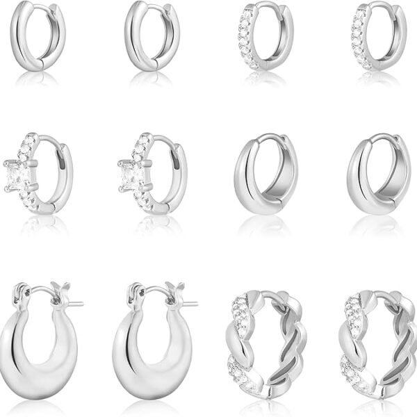 Wgoud Small Gold Hoop Earrings Set for Women