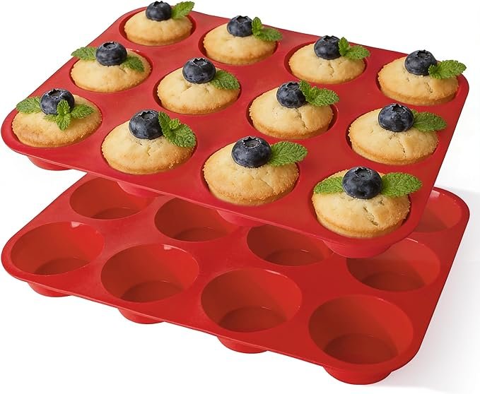 Silicone Muffin Pans for Baking Nonstick 2 Pcs