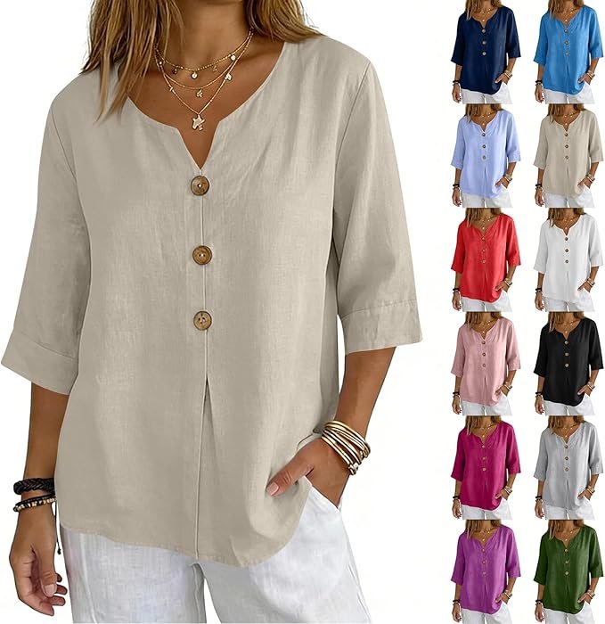 Linen Tops for Women Summer Loose Fit