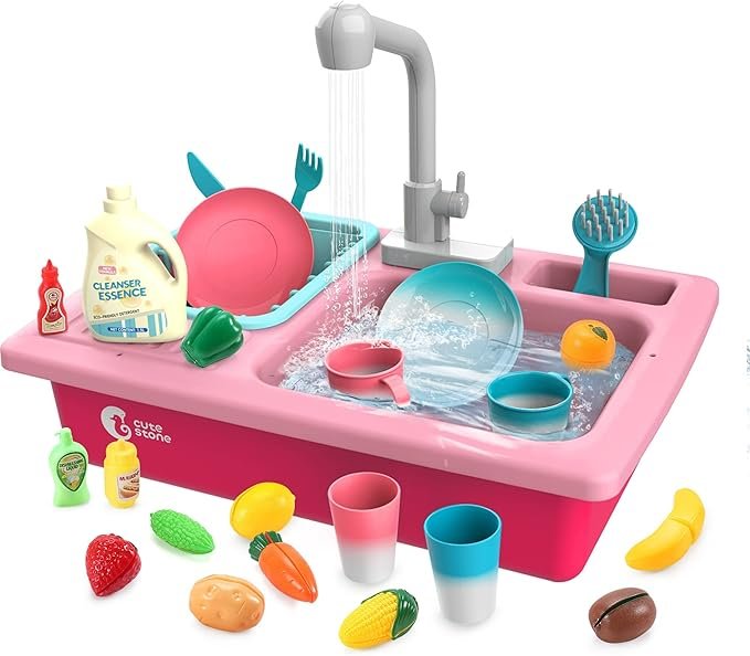 CUTE STONE Color Changing Play Kitchen Sink Toys