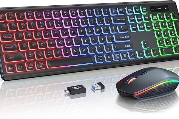 Wireless Keyboard and Mouse Combo, RGB Backlit