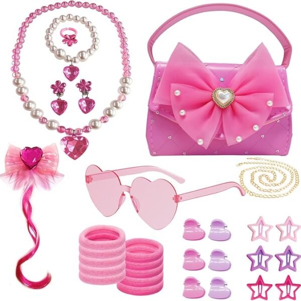 Girls Pink Dress Up Accessories Set with Purse