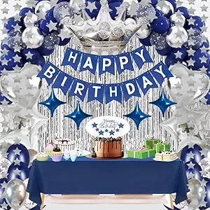 Navy Blue Happy Birthday Party Decorations