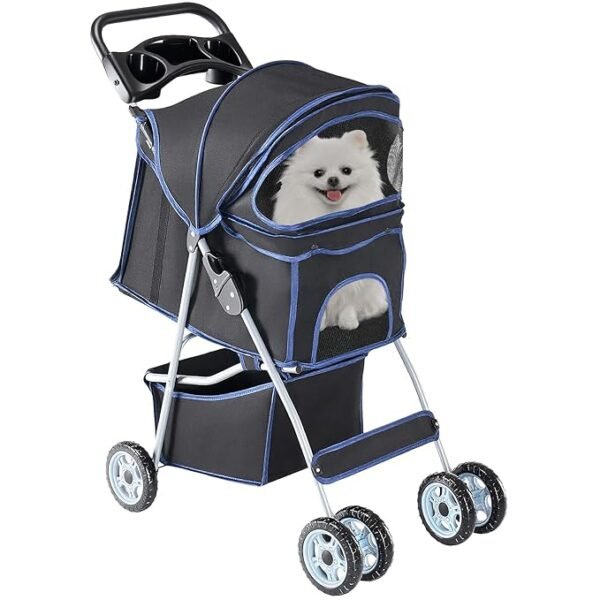 DUMOS 4 Wheels Pet Stroller for Small Dogs and Cats