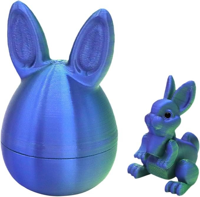 Spring Easter Egg Decor - 3D Printed with Movable Bunny Inside
