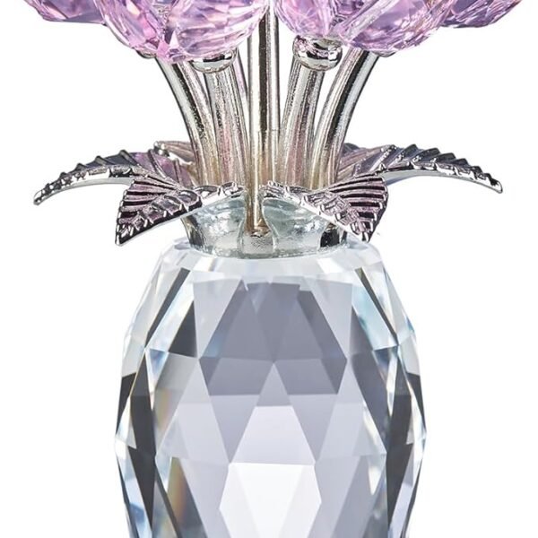 Crystal Pink Rose Flower Glass