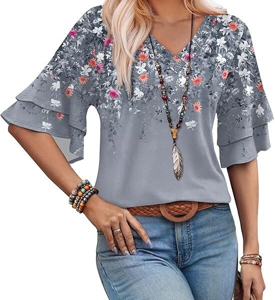 OFEEFAN Spring Tops for Women Boho Shirts