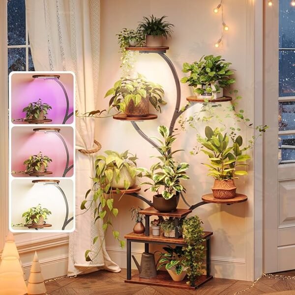 PRAISUN 51 Inch Plant Stand with Grow Lights