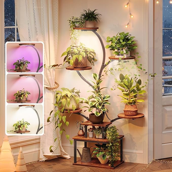 PRAISUN 51 Inch Plant Stand with Grow Lights