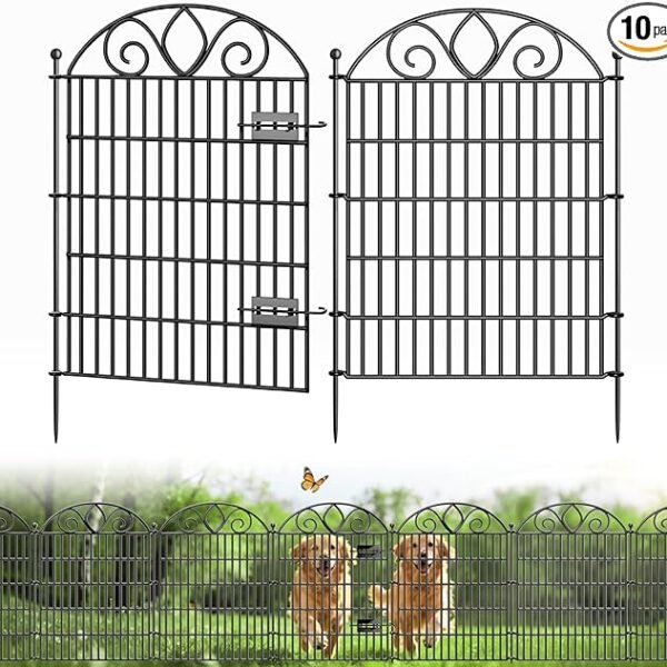 10 Panels No Dig Tall Garden Fence with Gate