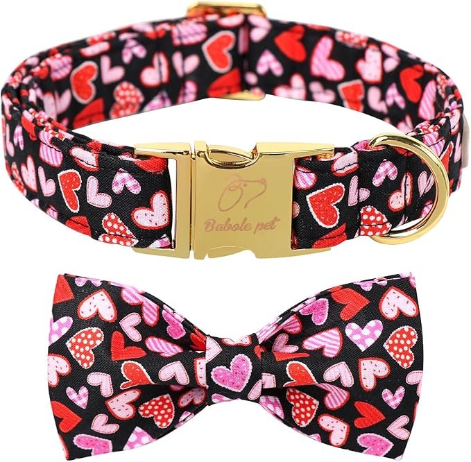 Valentines Dog Collar with Bow Tie