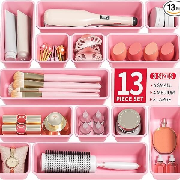 13 Pack Plastic Drawer Organizers Set