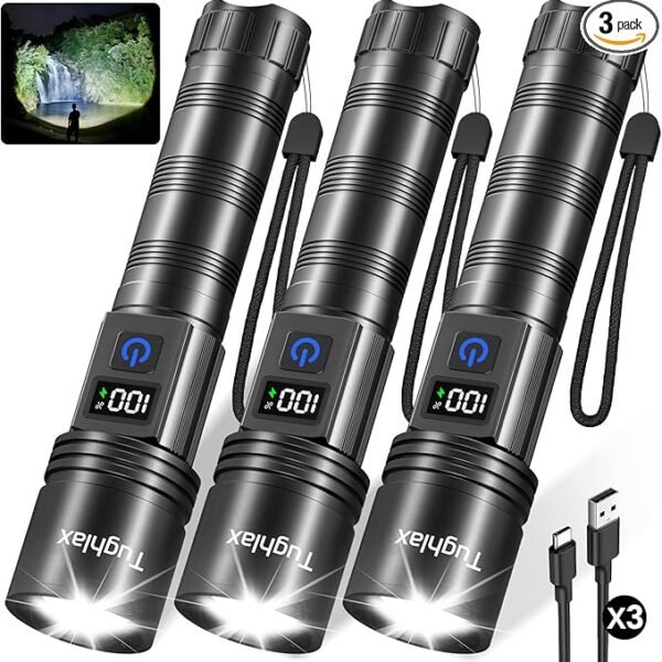 3Pack Rechargeable Flashlights High Lumens