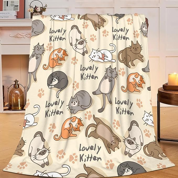 Cat Blanket for Girls Kids Women