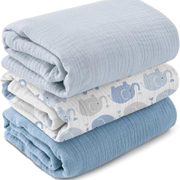 GLLQUEN BABY Muslin Swaddle Blankets,3-Pack