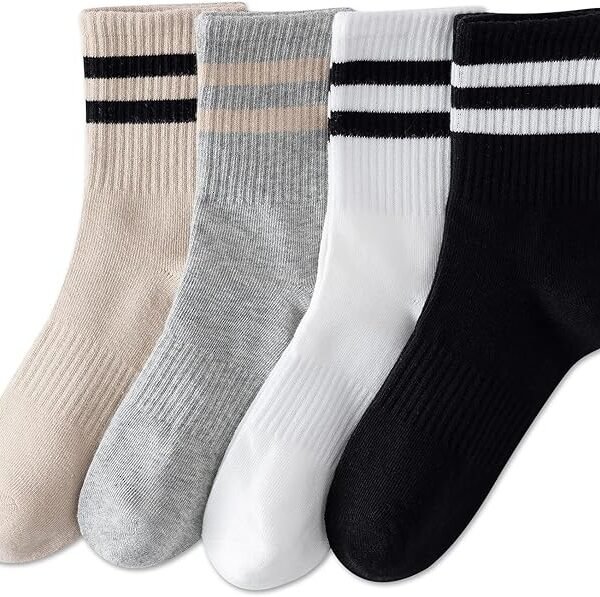 YUWELL Womens Striped Crew Socks
