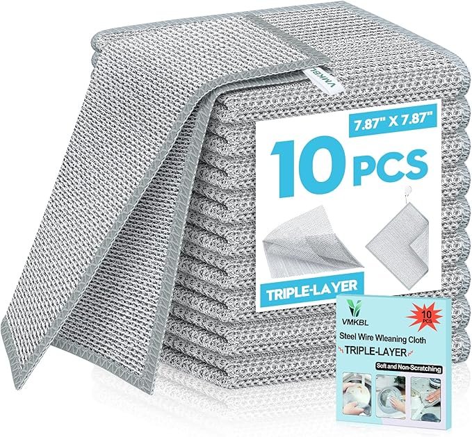 10 Pcs New Upgraded 3 Layers Non Scratch Wire Dishcloth