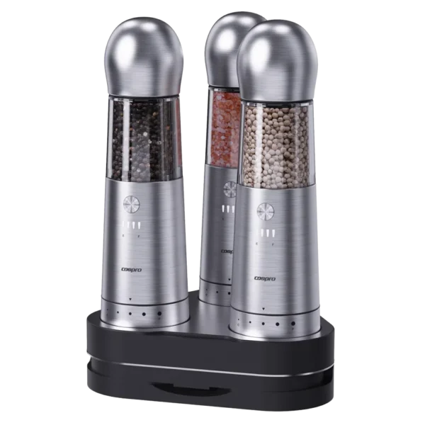 63% off 3-Piece Electric Salt and Pepper Grinder Set