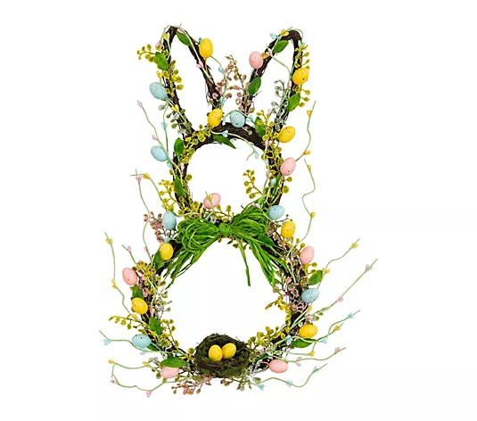 QVC Nearly Natural 22" Easter Rabbit Shaped Wreath