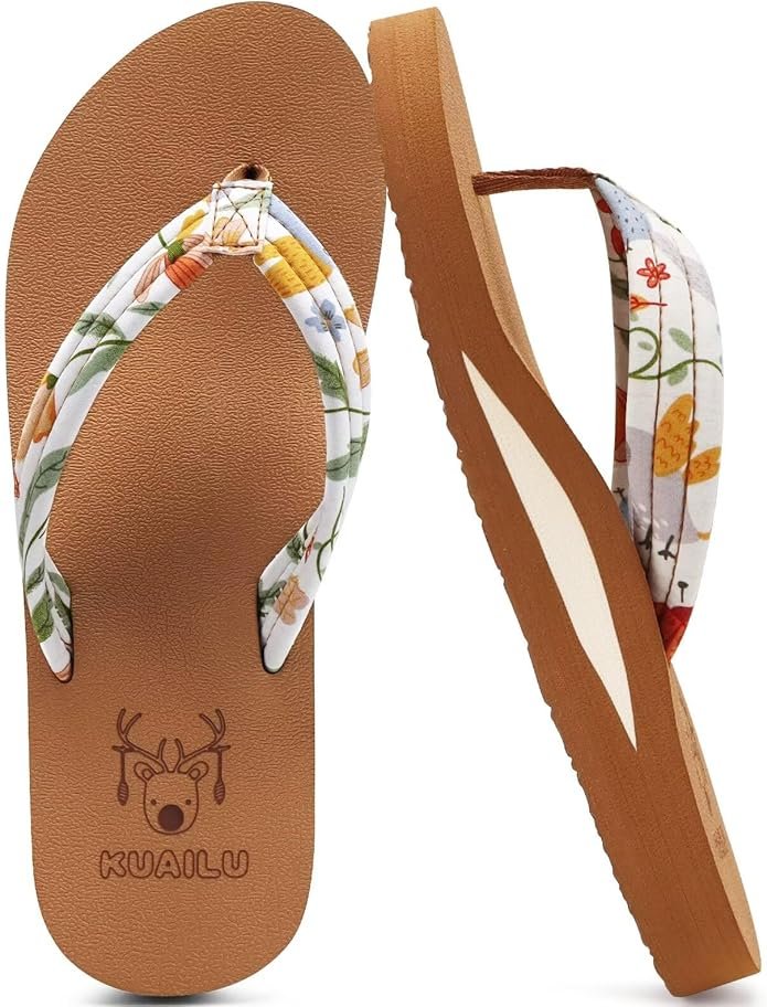 KuaiLu Womens Arch Support Flip Flops