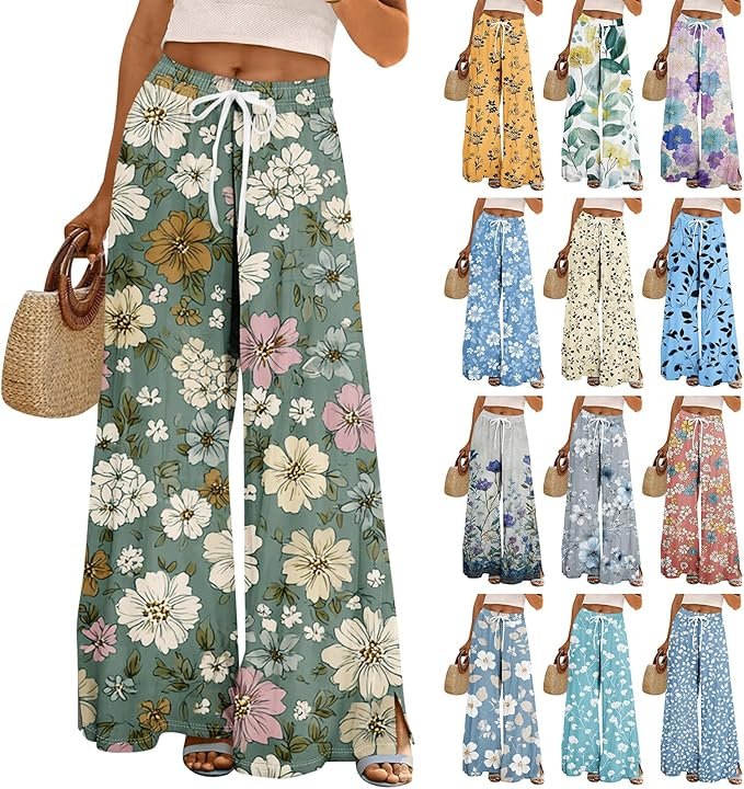 Boho Pants for Women Summer High Waisted