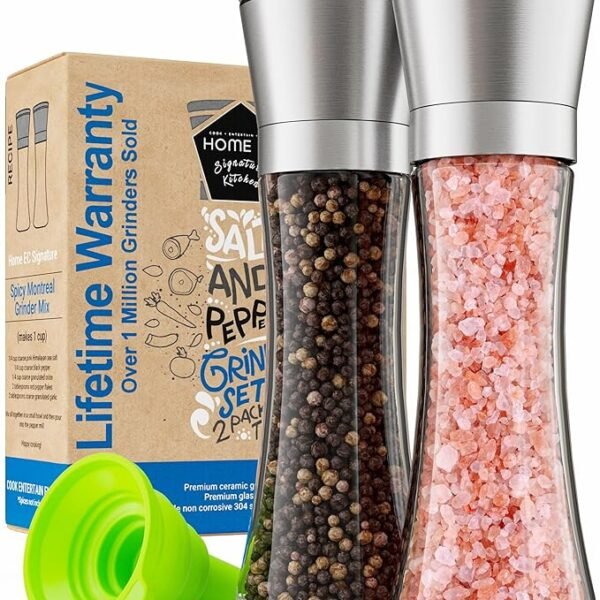 Home EC Premium Stainless Steel Sea Salt and Pepper Grinder Set of 2