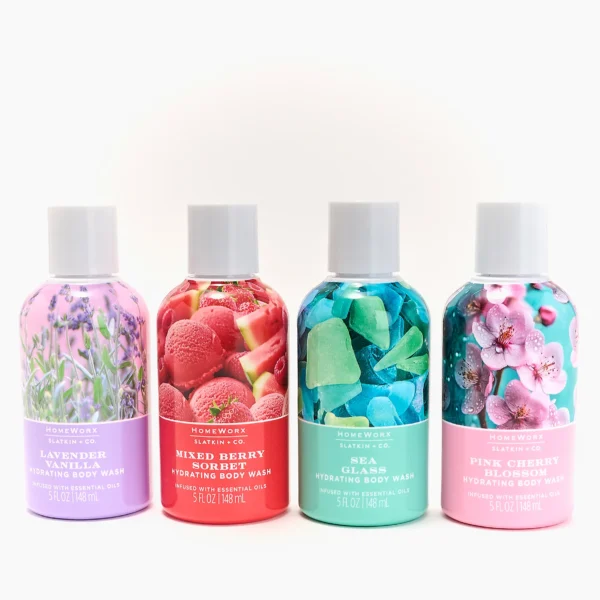 QVC Homeworx by Slatkin + Co. 4pc Spring Getaway 5oz shower gel set