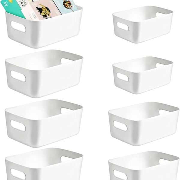 8-pack White Plastic Storage Basket