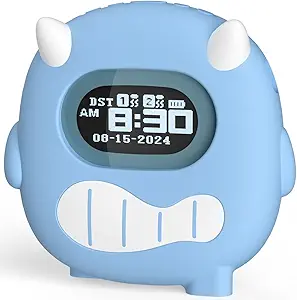Kids Digital Alarm Clock-Cordless 3000mAh Rechargeable