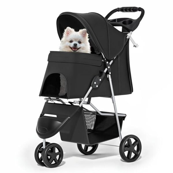 MoNiBloom Foldable Pet Stroller with Weather Cover