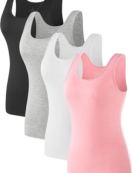 Air Curvey 4 Pack Tank Top for Women Basic Undershirt