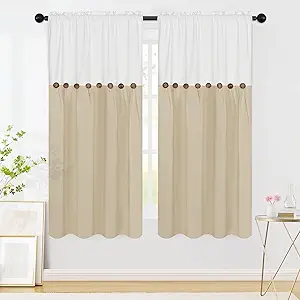 FRAMICS Farmhouse Cotton Linen Curtains for Living Room