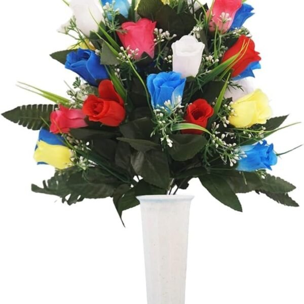 Artificial Cemetery Flowers Memorial Bouquet with Vase