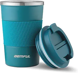 GEMFUL Coffee Mug with Lid 13 oz Spill Proof