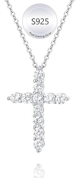925 Sterling Silver Cross Necklaces for Women 18K