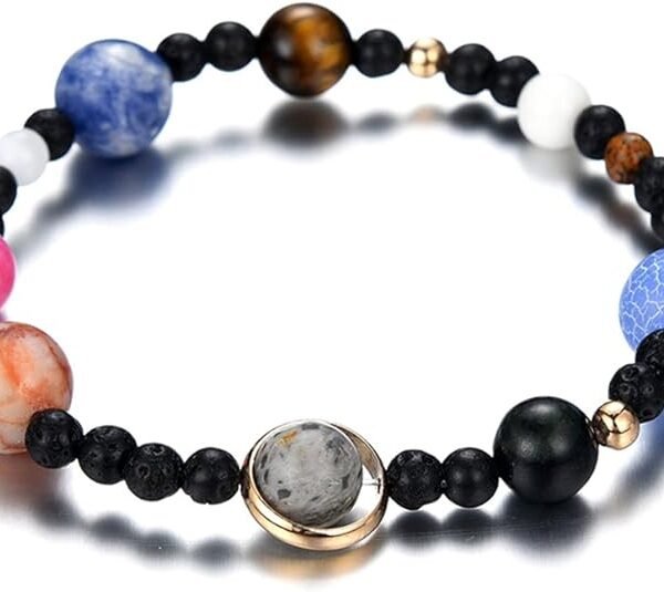 Women Stone Bead Charm Bracelet Universe