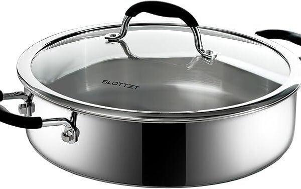 SLOTTET Tri-Ply Stainless Steel Saute Pan with Lid