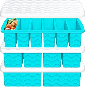 3-Pack Silicone Freezer Trays with Lid,2 Large 2-Cup